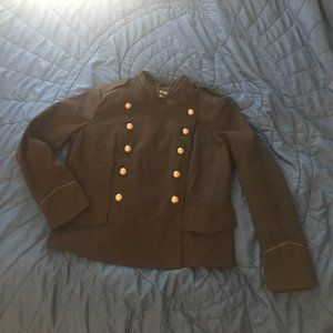 Women's Military style denim-like black jacket gold buttons, details S